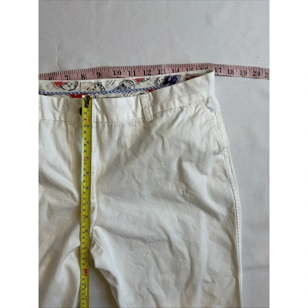 Brooks Brothers White Cotton Chino‎ Pants Embroidered Anchors Size 12 Straight